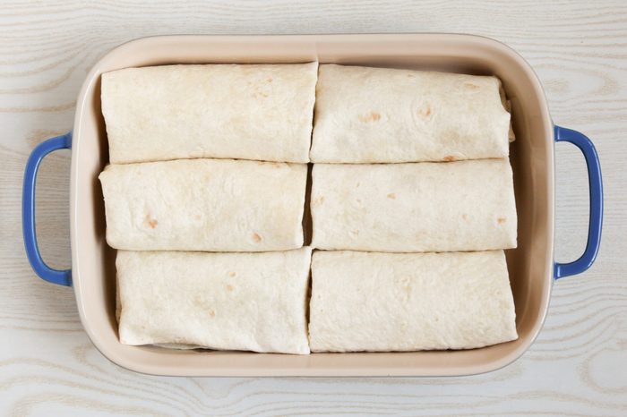 Baked Chicken Burritos rolled up