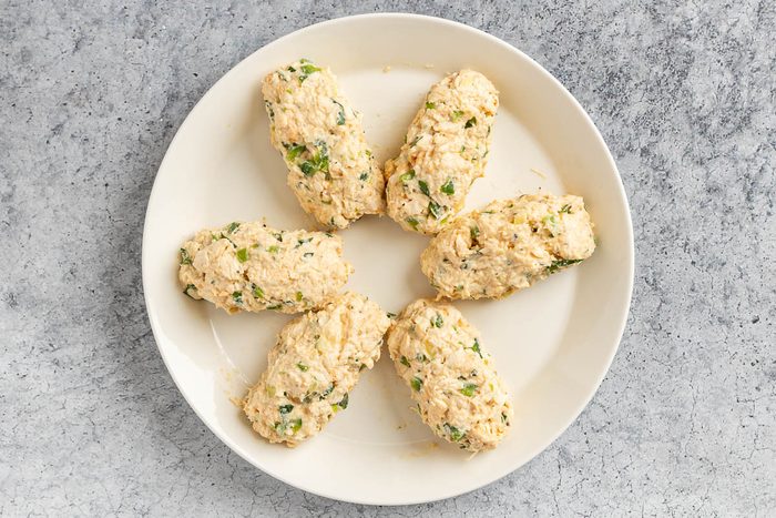 Taste of Home Chicken Croquettes photo of the shaped croquettes.