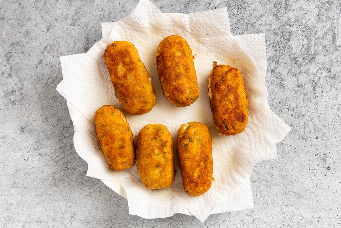 Taste of Home Chicken Croquettes photo of the deep fried croquettes.