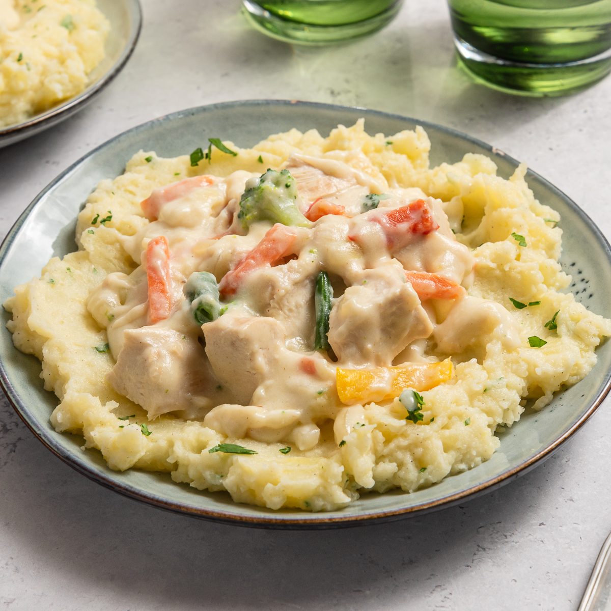Creamed Turkey over Mashed Potatoes
