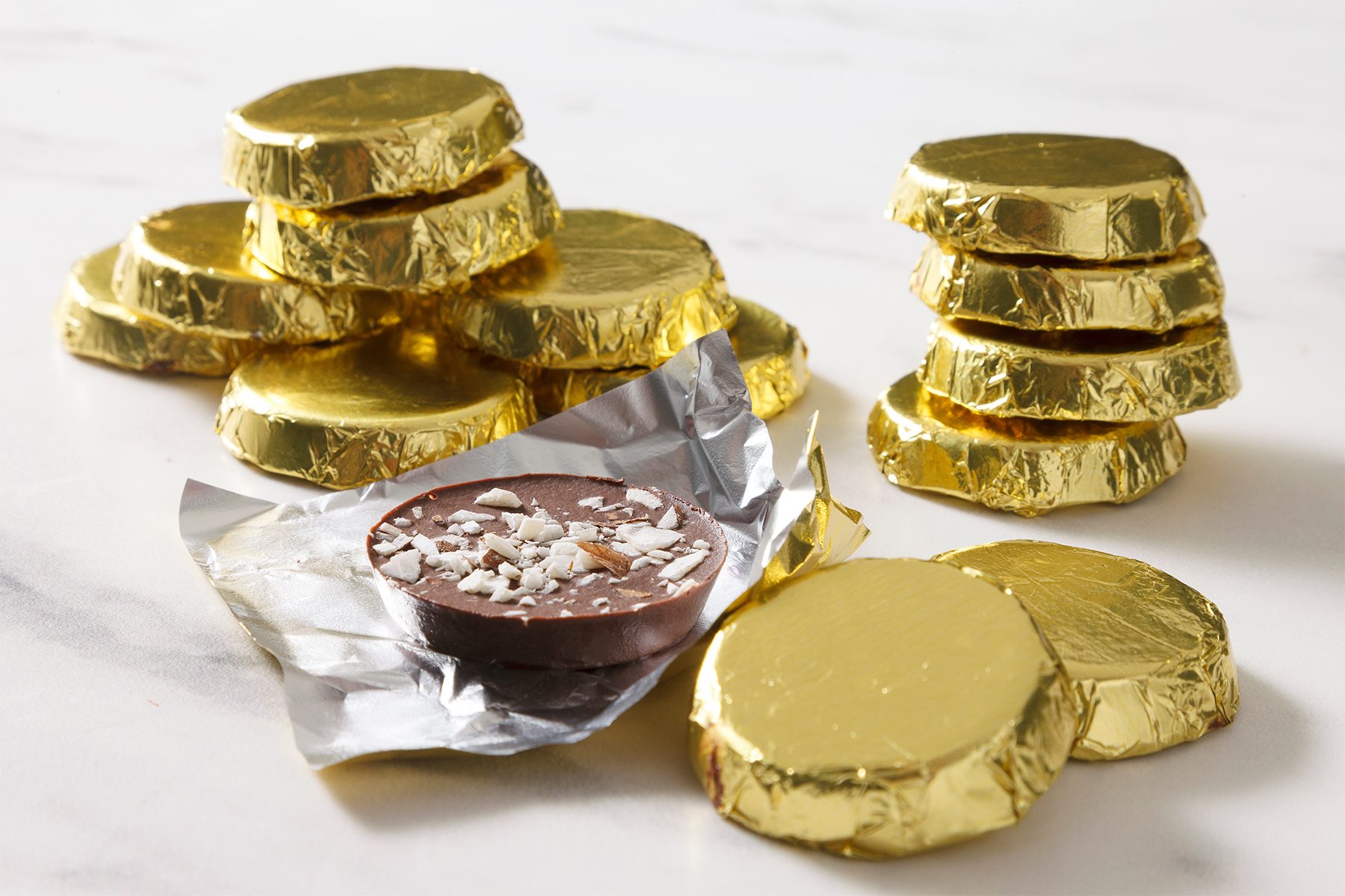 wide shot of homemade gelt