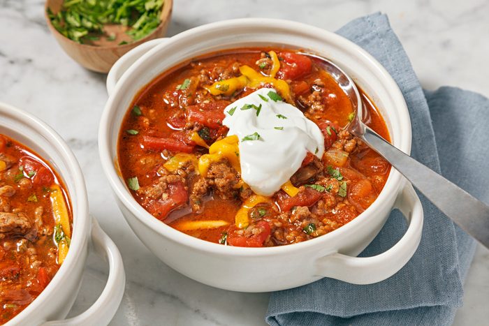 3/4th shot of slow cooker keto chili.
