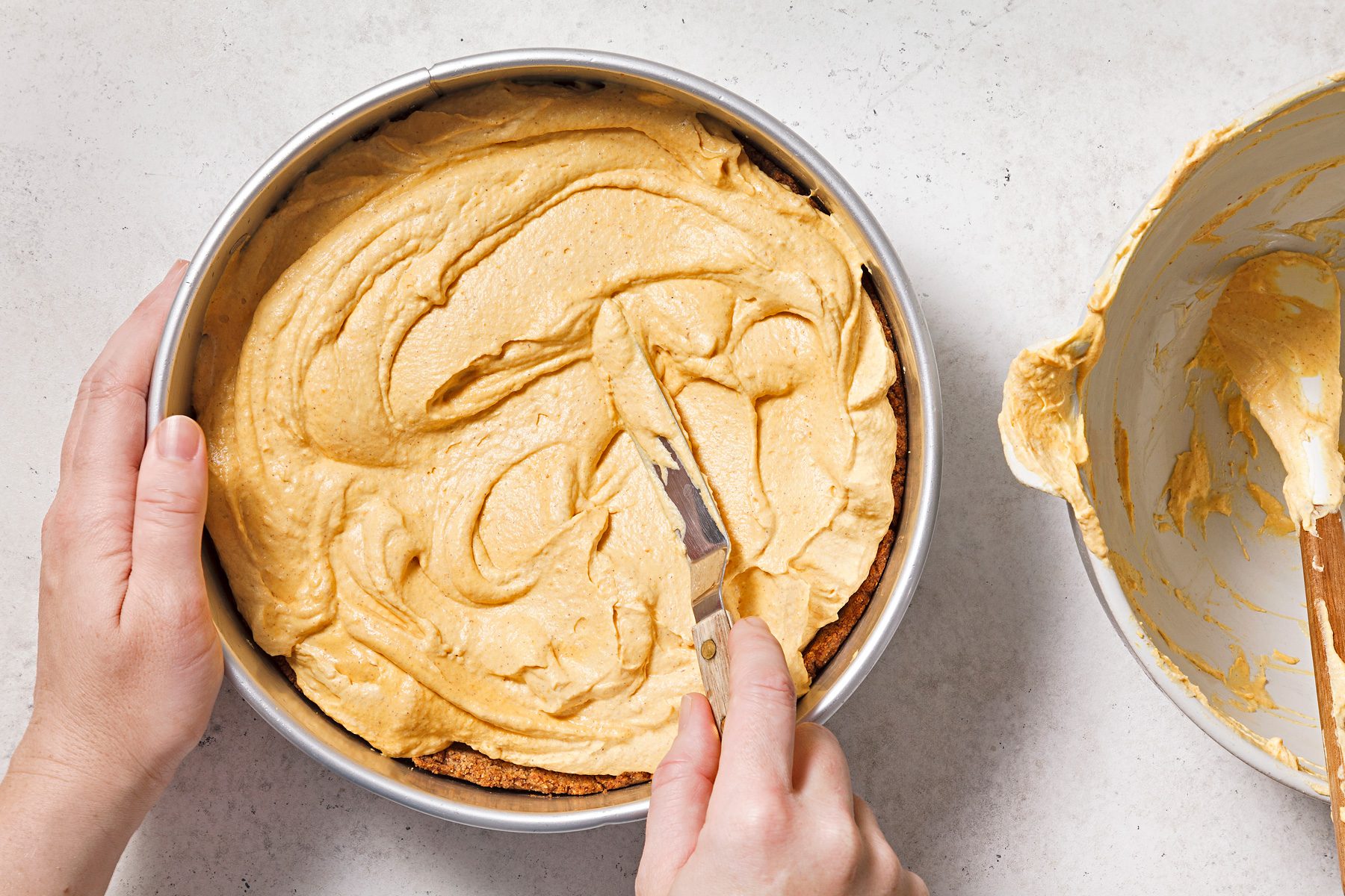 Transfer filling into cooled pie crust; spread into an even layer.