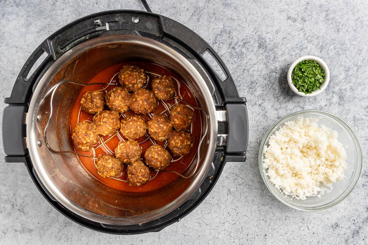 Taste of Home Meatballs and Rice photo of the cooked meatballs.