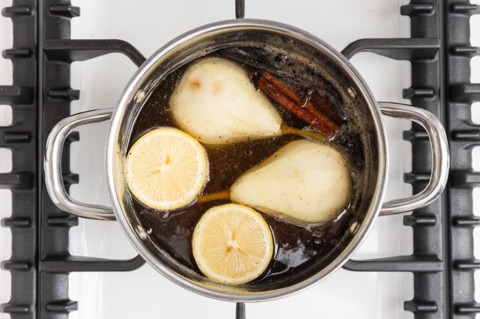 Pears being poached.