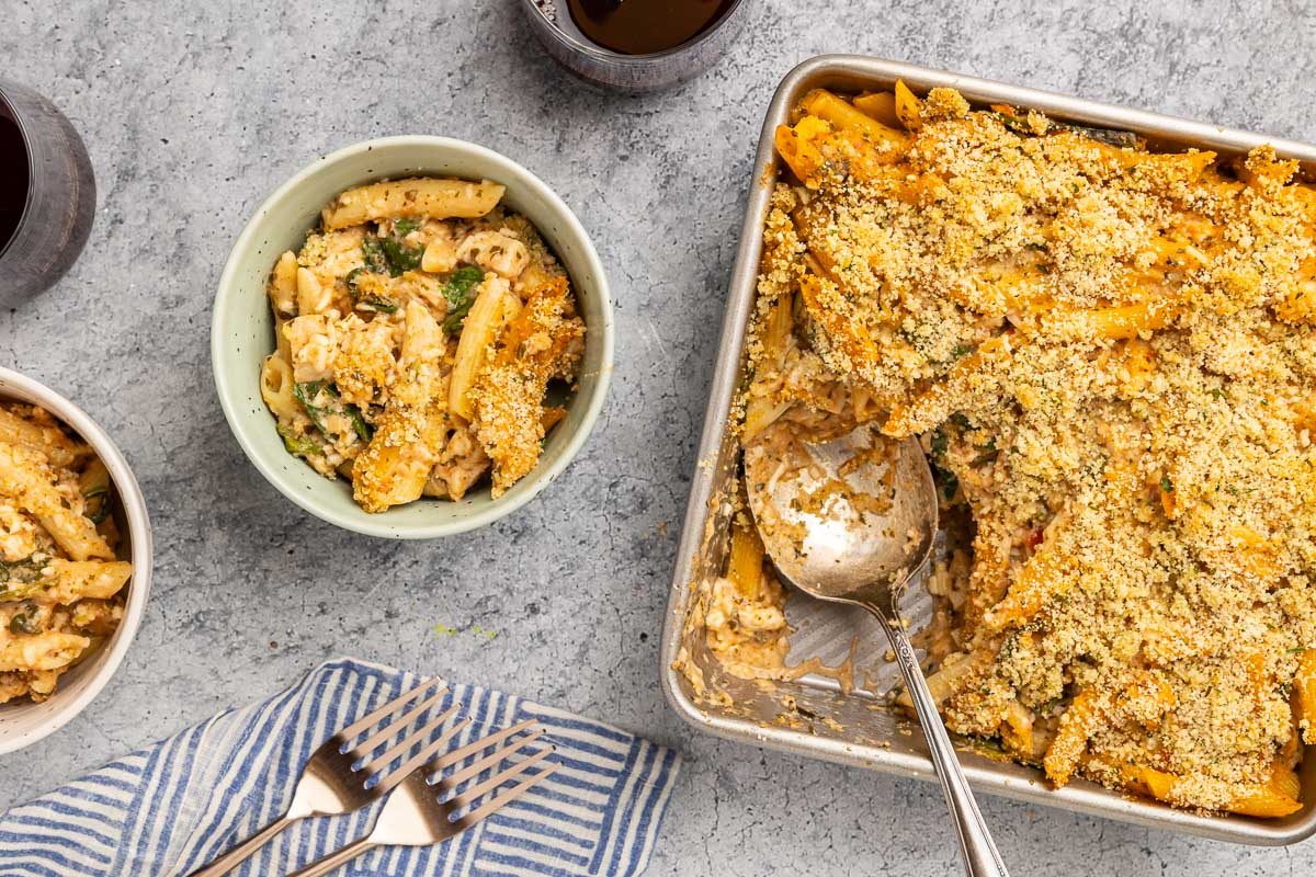 Taste of Home Pesto Chicken Casserole photo of the finished recipe. 
