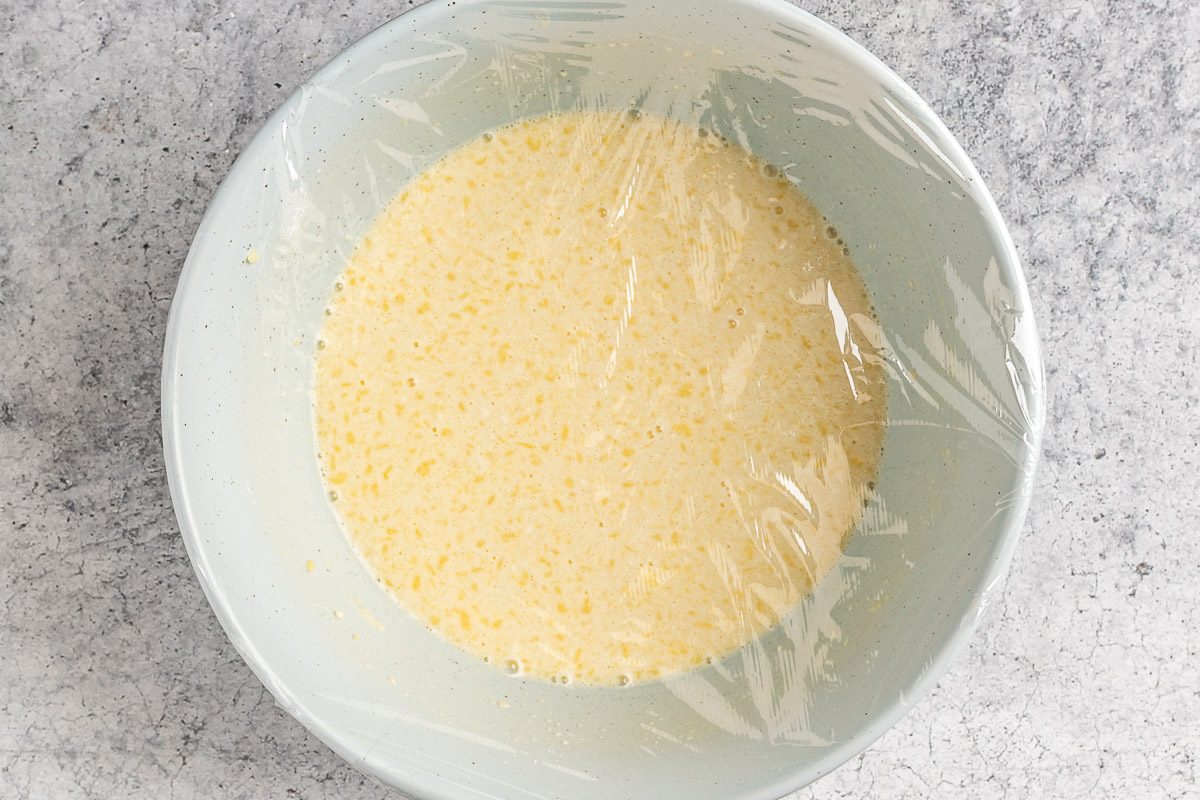 Taste of Home Savory Crepes photo of adding the dry ingredients to the batter.