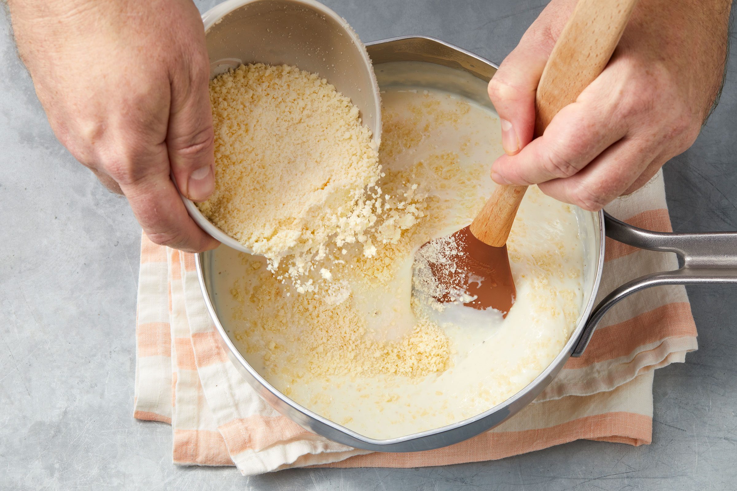 Adding parmesan cheese in thick pasta sauce 