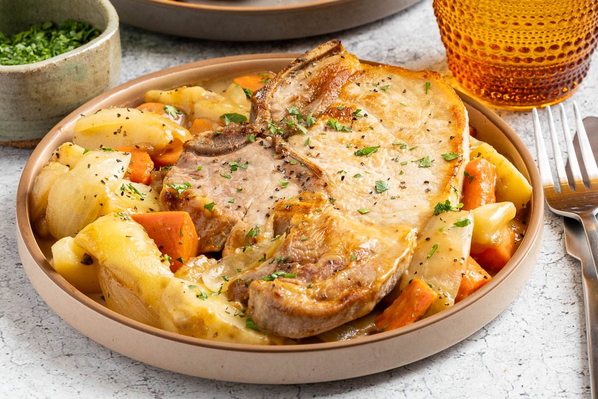 Taste of Home Skillet Pork Chops photo of the finished recipe.