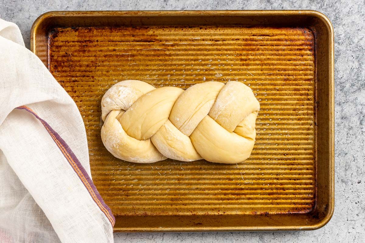 Taste of Home Small Challah Recipe photo of forming the loaf.