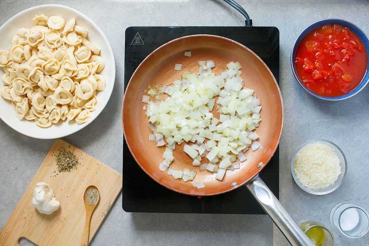 Sauteed onions in skillet