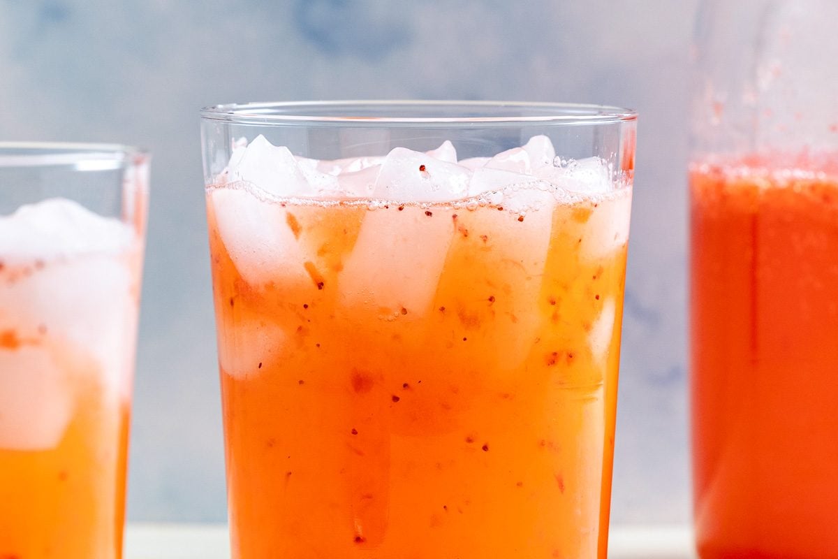 Taste of Home Sprite and Strawberry Drink photo of the finished recipe poured into glasses.