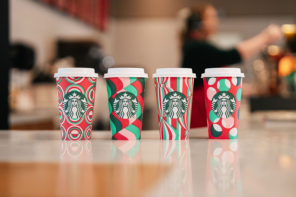 Starbucks holiday cups.