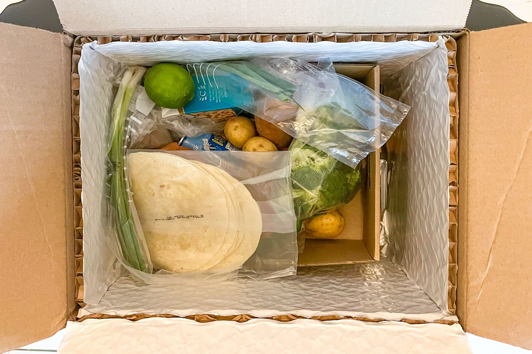 Everyplate box opened to reveal contents