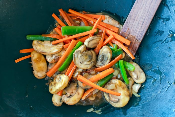 Food Photography Of Turkey Stir Fry With Carrots, Mushrooms And Snow Peas By Jackie Alpers For Taste Of Home.