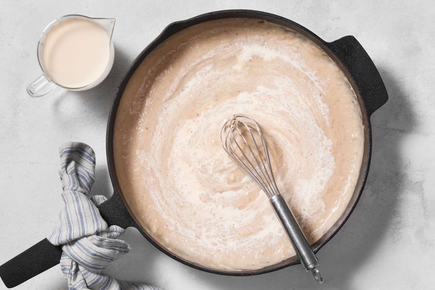water and milk added to flour mixture