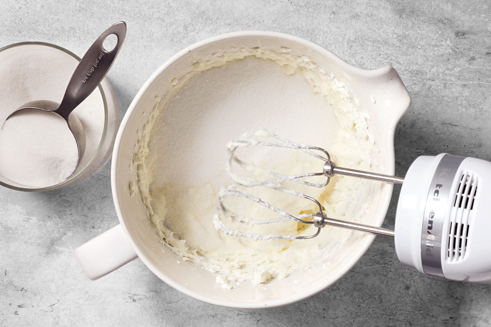 In a large bowl, beat cream cheese on medium speed until smooth