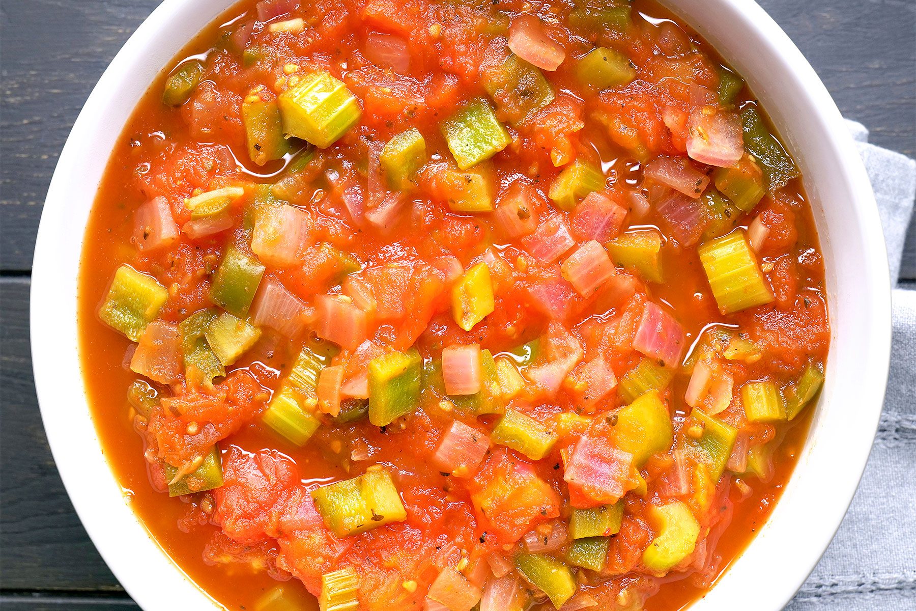overhead shot of easy stewed tomatoes