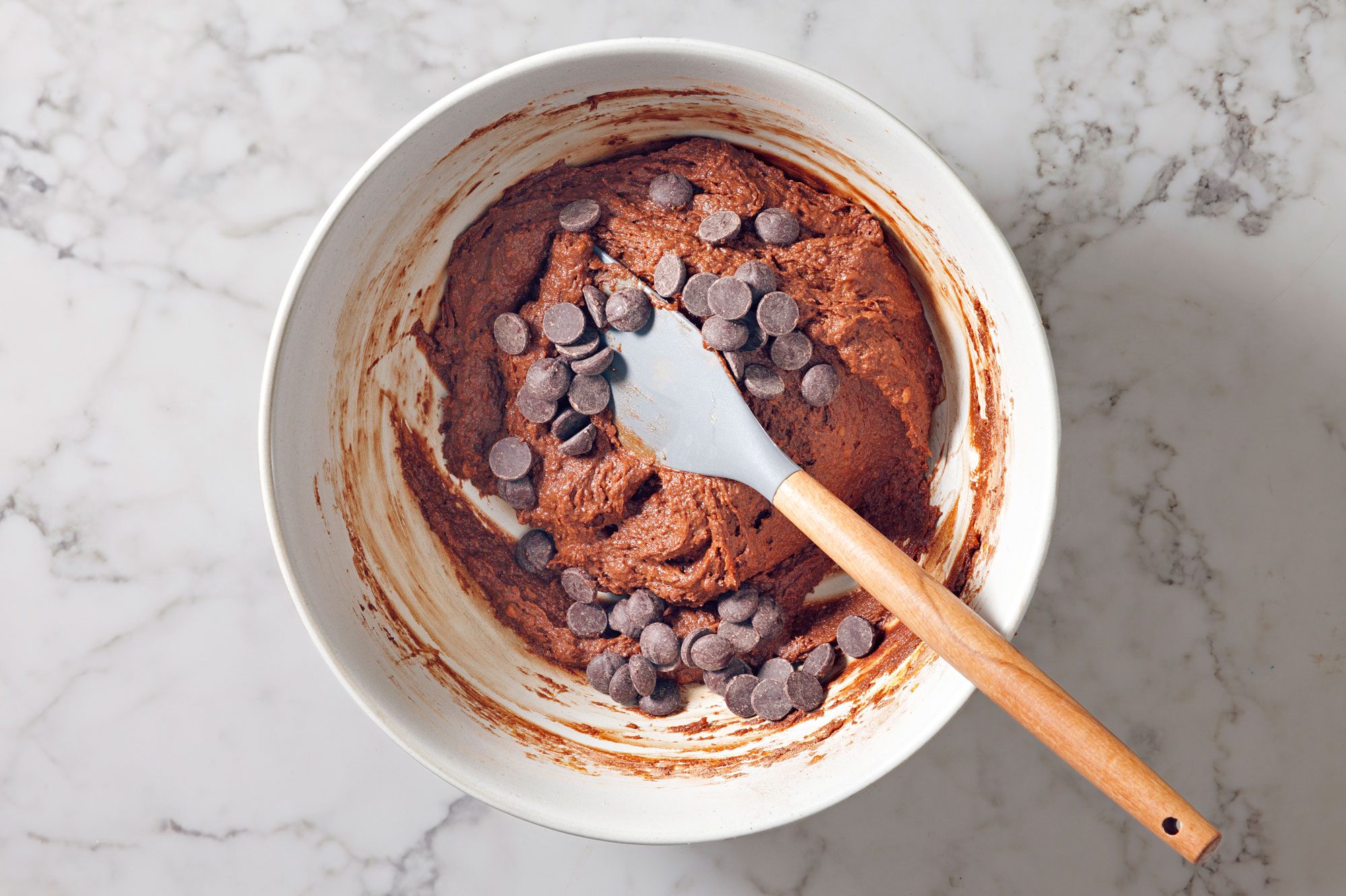 Fold in half of the chocolate chips