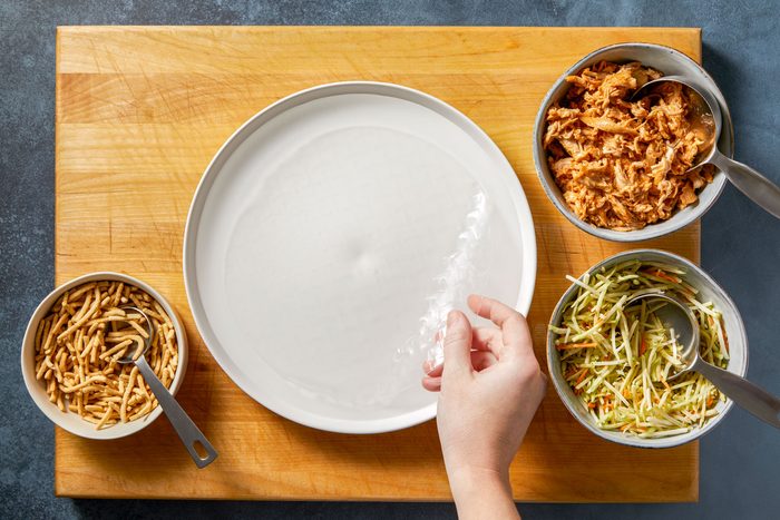 Place wrapper on a flat surface.