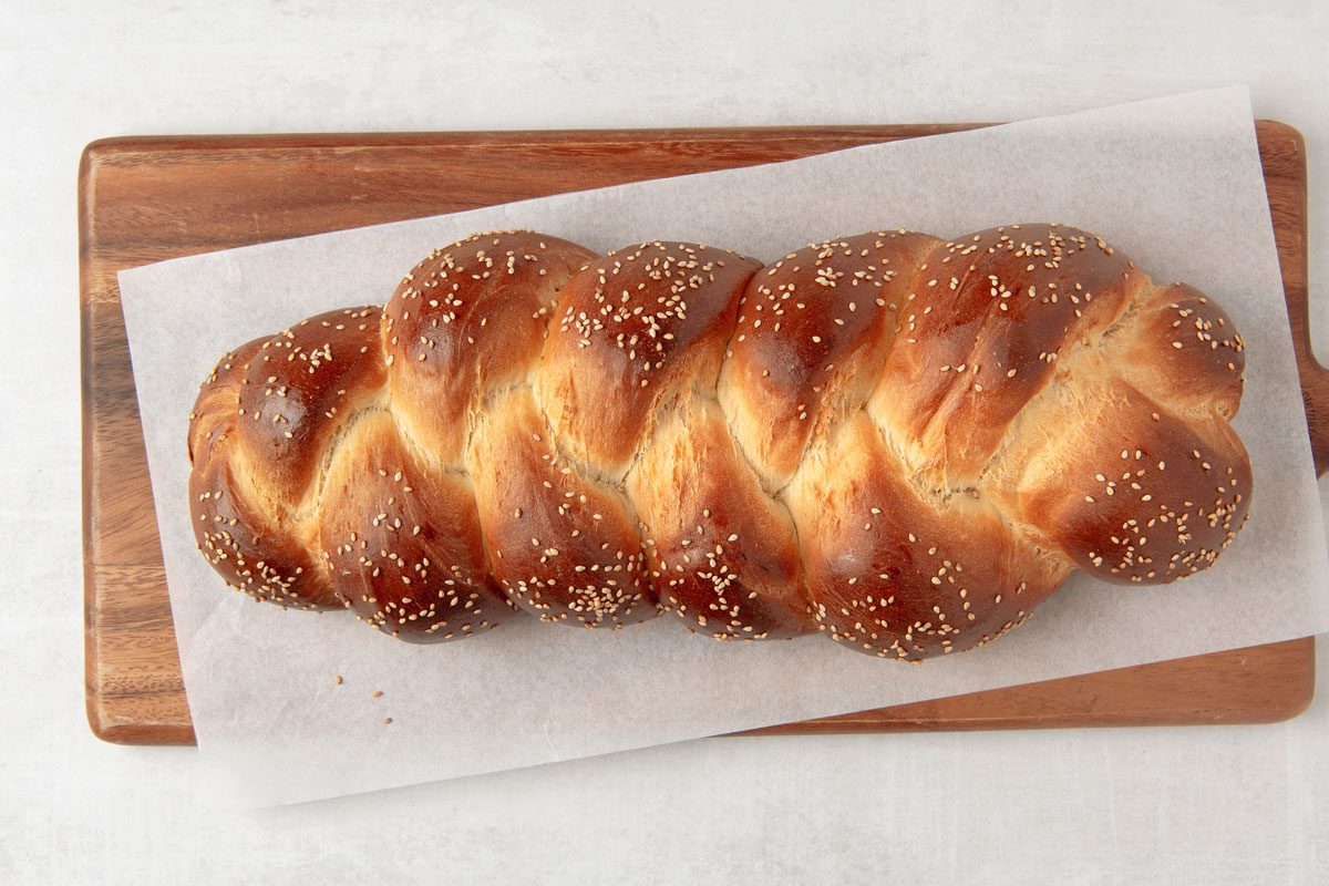 overhead shot of baked bread