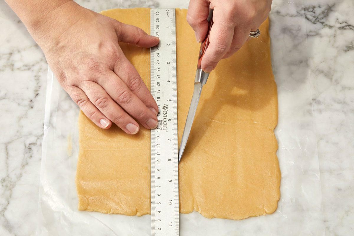 Cut each into two 10x4-in. rectangles