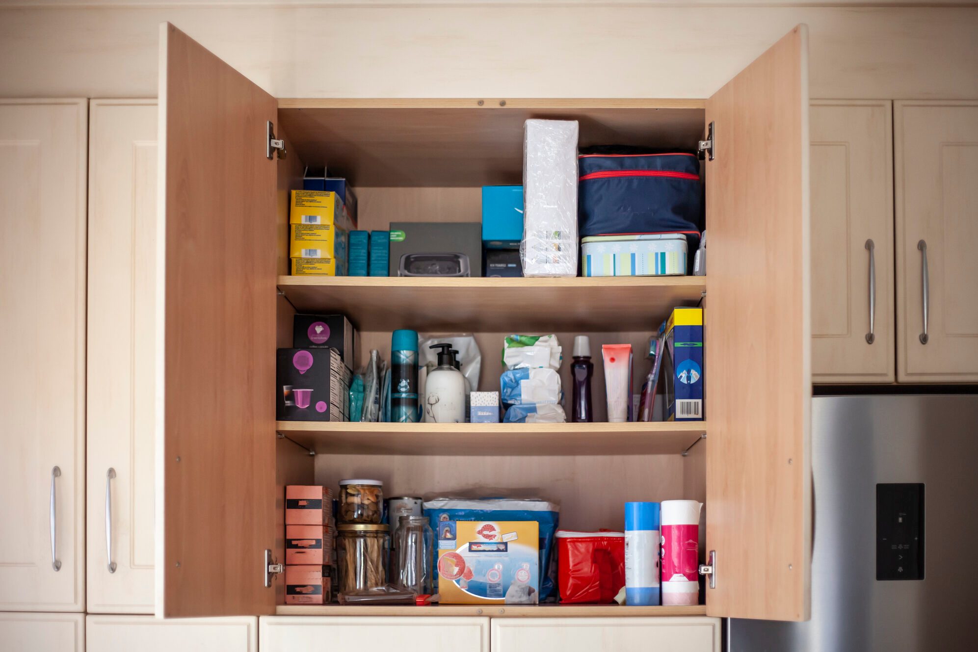 Storage room with organised pantry items