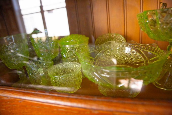 Uranium Glass Antiques, Green Glass Antique Collection, Vintage Glassware
