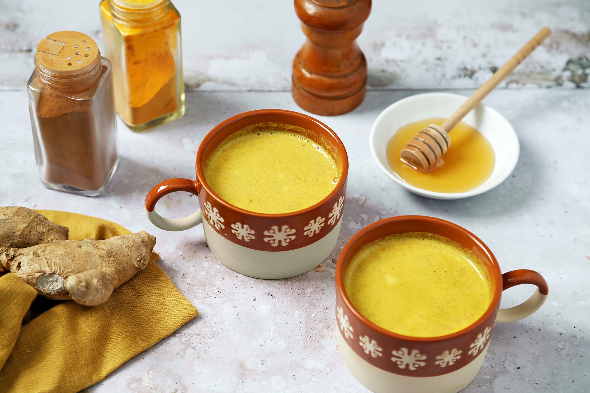 Turmeric Tea Golden Milk is ready and served in Cups