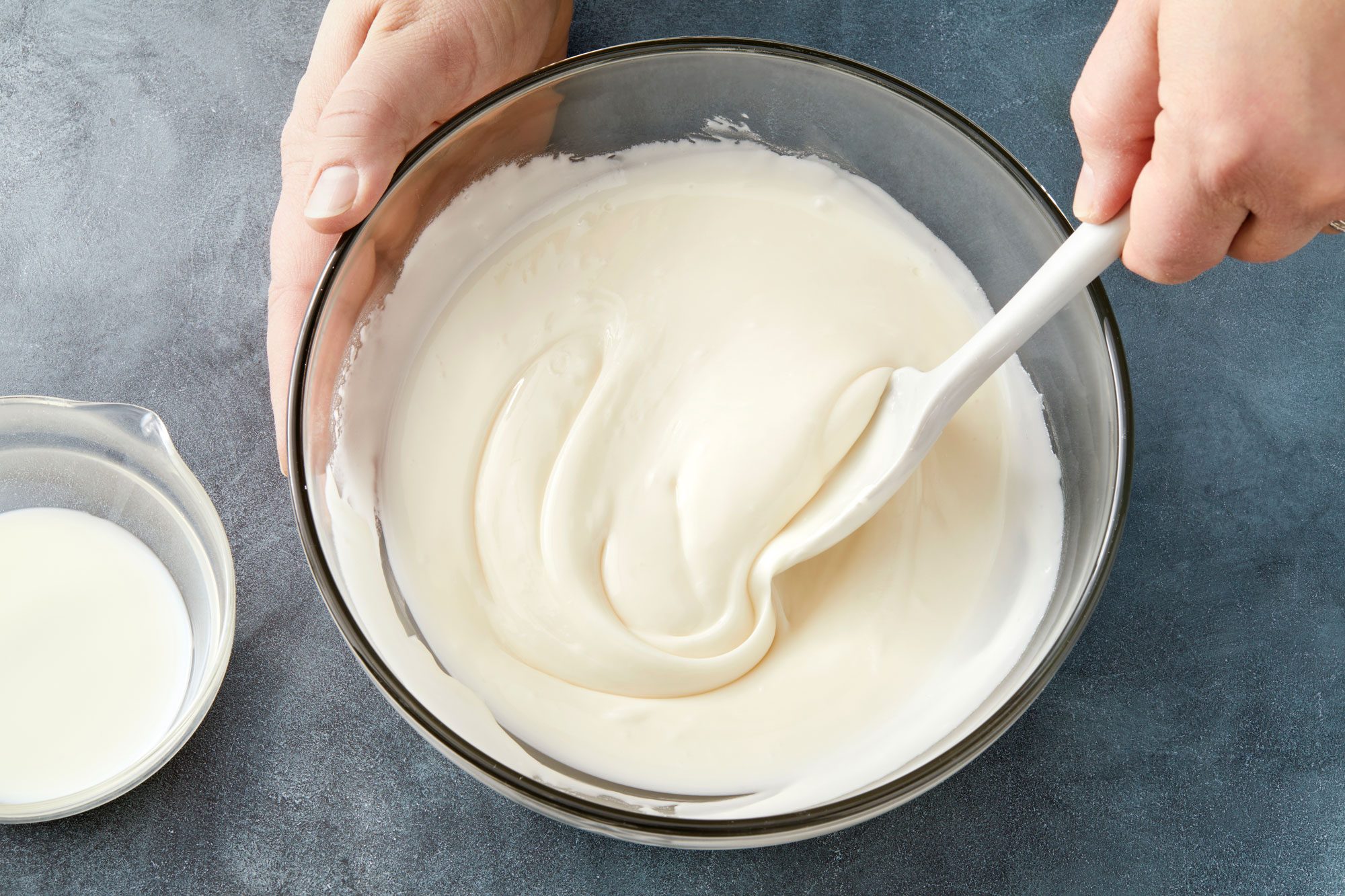 Meanwhile in a small bowl combine the confectioners sugar; milk and extracts until smooth