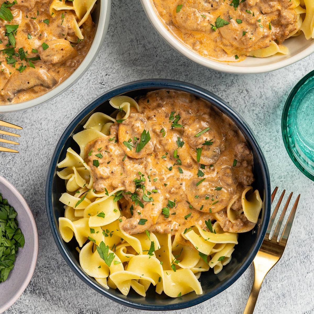 Pressure-Cooker Ground Beef Stroganoff