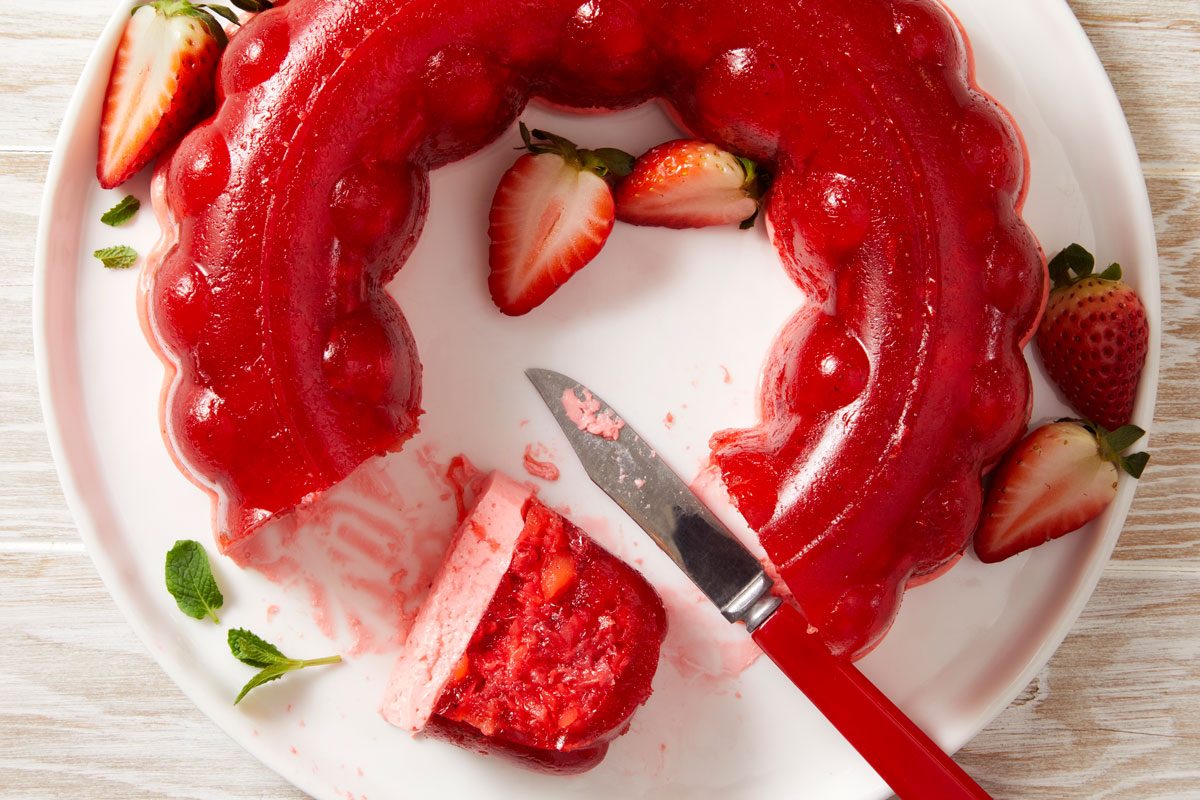 overhead shot of Molded Strawberry Salad