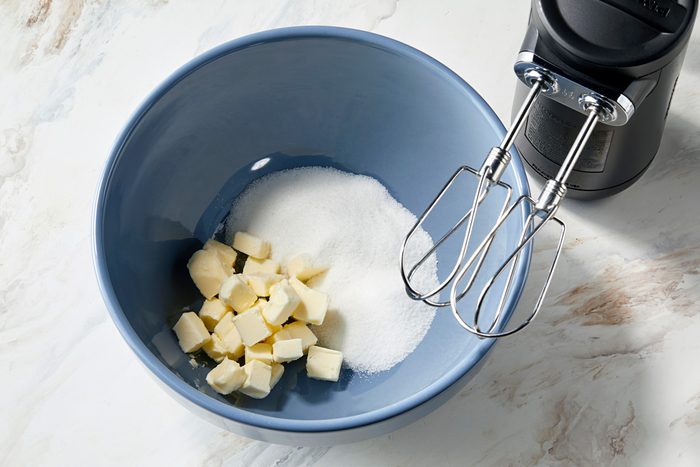 butter and sugar creamed together in a bowl