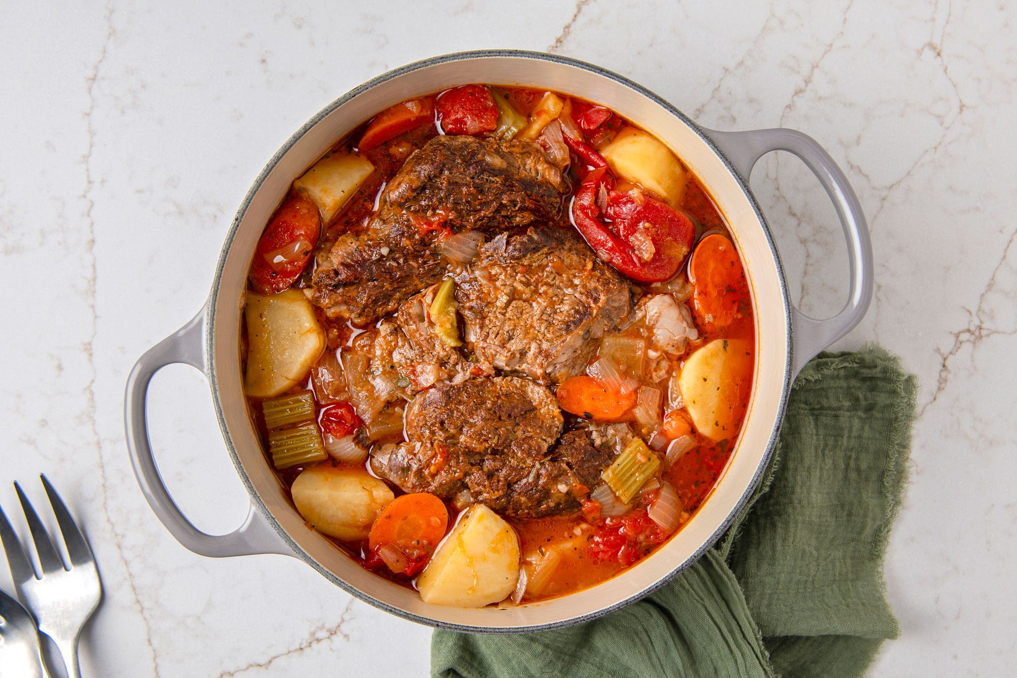 Yankee Pot Roast in a saucepan