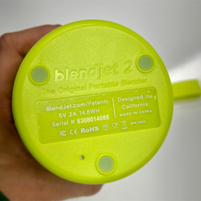 Bottom of a lime green BlendJet