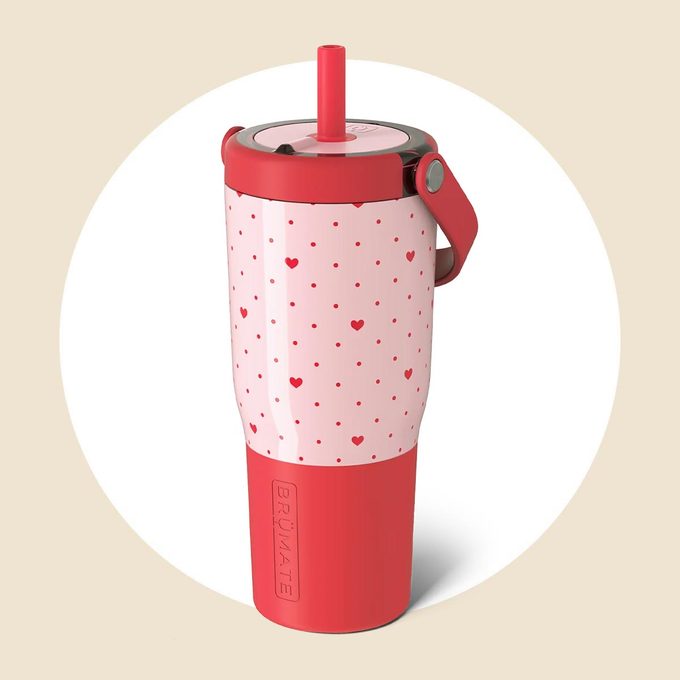 Brumate Be Mine Resa tumbler on a tan and white background