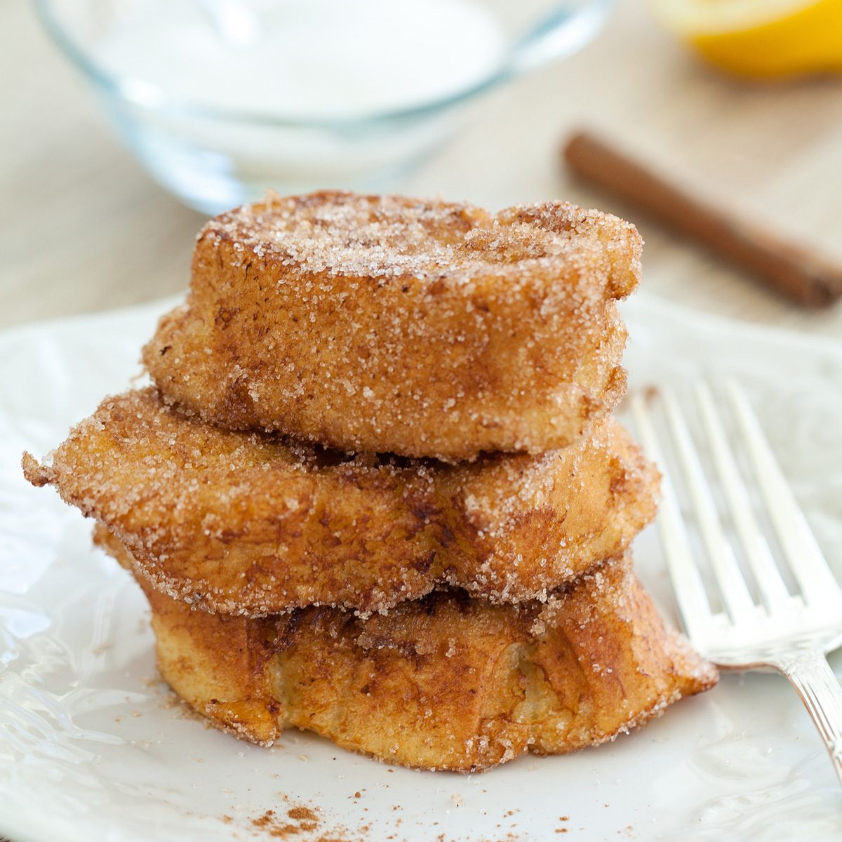 Torrijas fried bread with cinnamon and milk