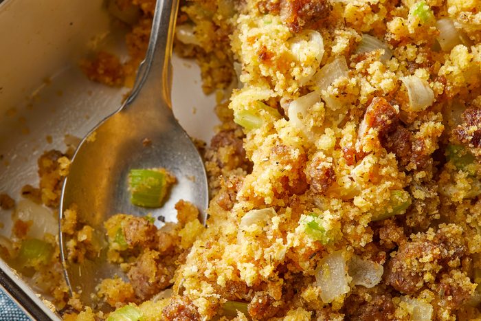 close up shot of Cornbread Sausage Stuffing