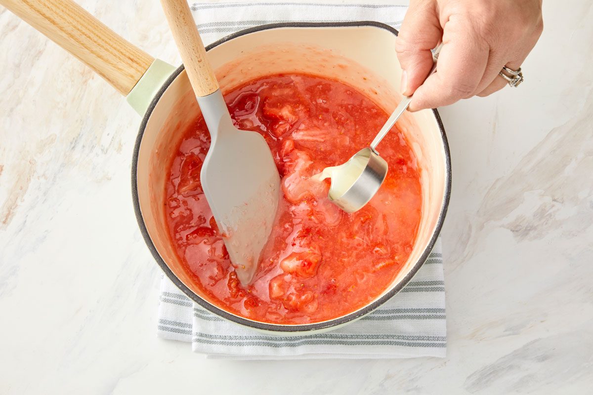 Stir in strawberries; remove from the heat.