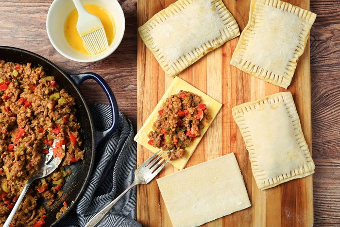 Divided the chilled filling evenly among the centers of nine of the pastry rectangles