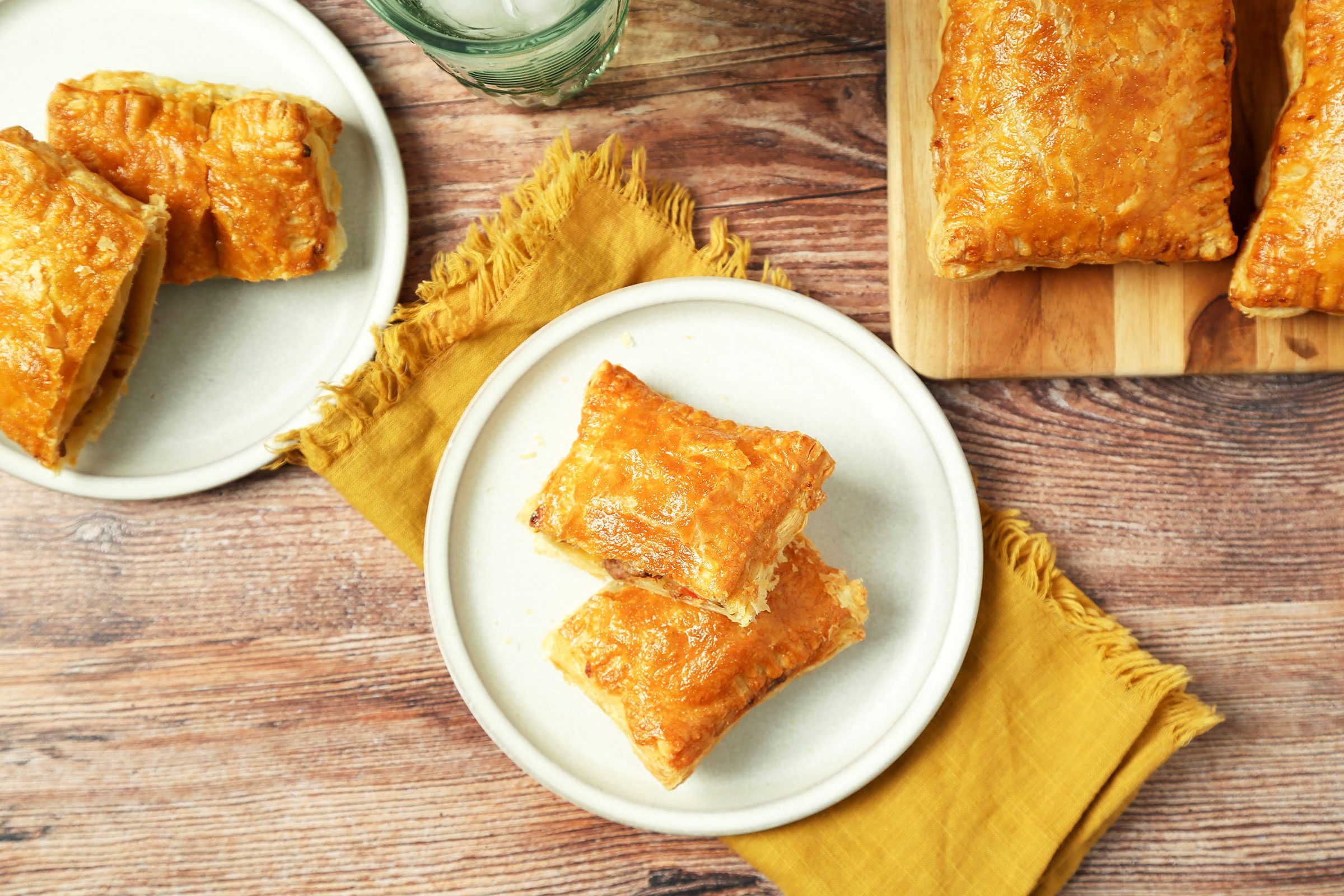 Top shot of Louisiana Meat Pies served in white plates 