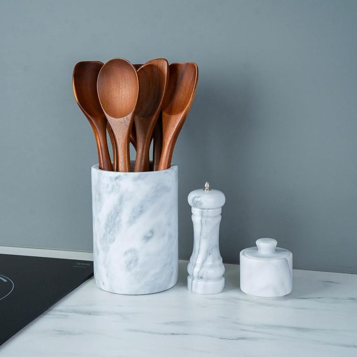 Natural Marble Crock Utensil Holder
