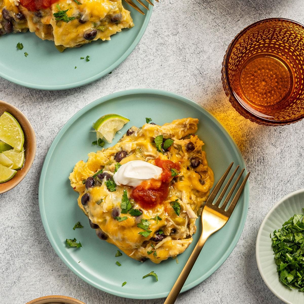 Slow-Cooker Green Chile Chicken Enchilada Pie