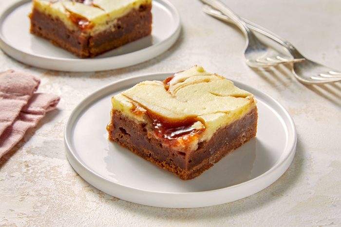 close up shot of Strawberry Cheesecake brownies