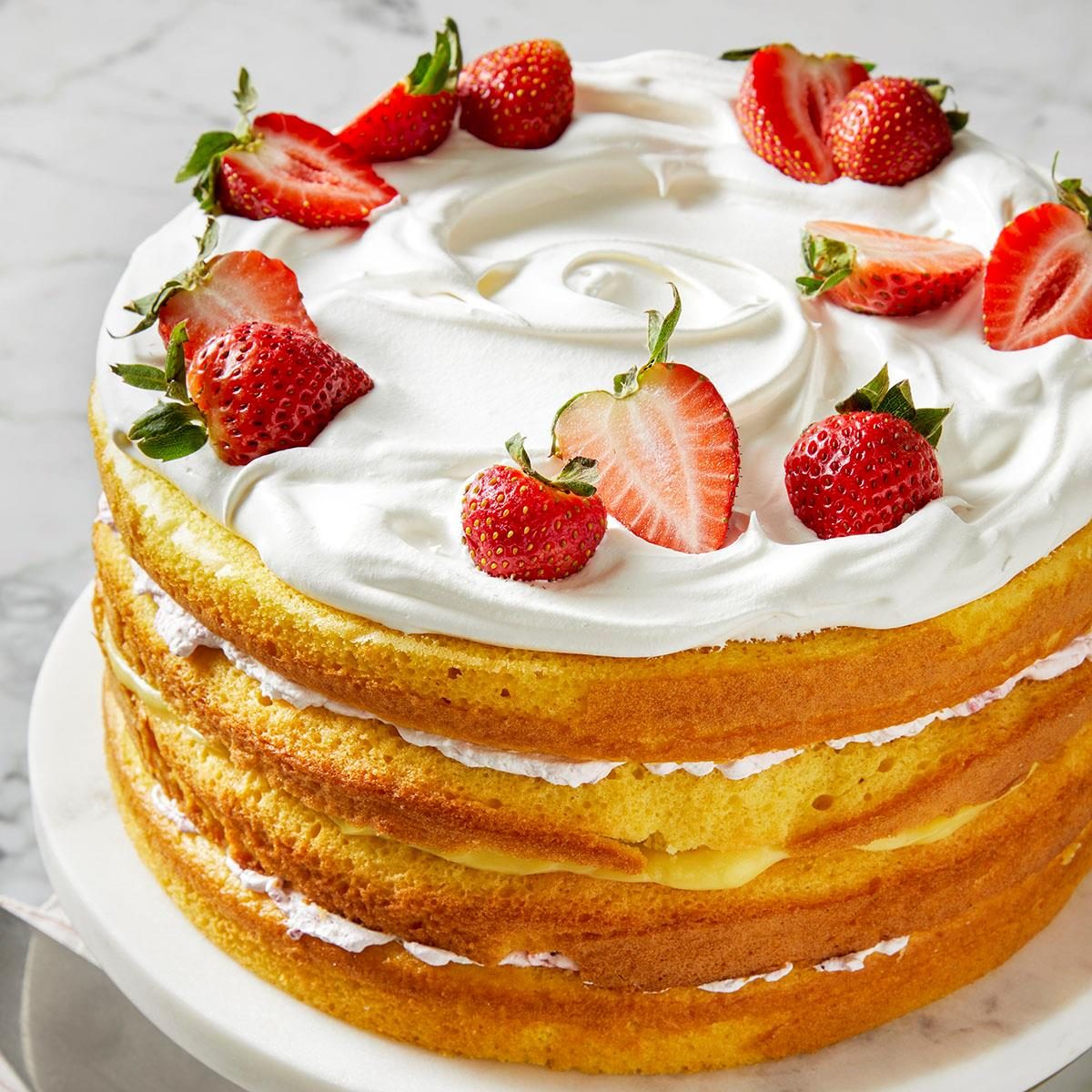 Strawberry Custard Cake