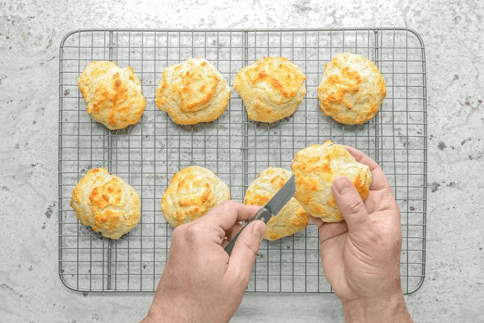 plit the shortcakes in half horizontally to assemble Strawberry Shortcake Biscuits