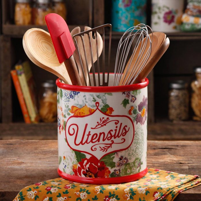 The Pioneer Woman Country Garden Stoneware Utensil Holder Via Walmart.com