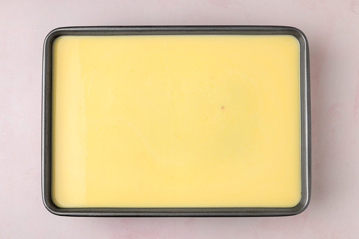 spread the cream mix over the cake