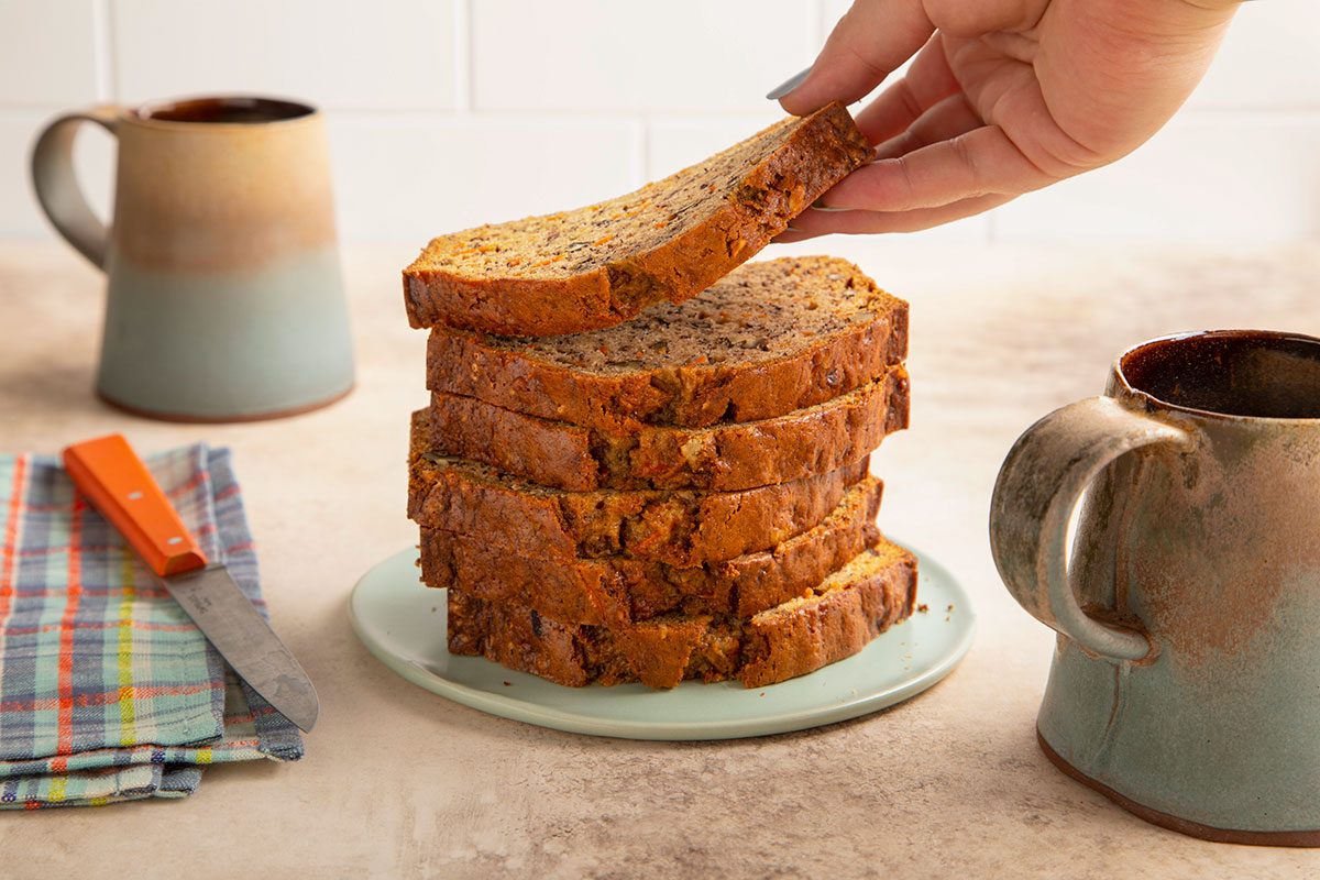 Carrot Banana bread slices ready to serve