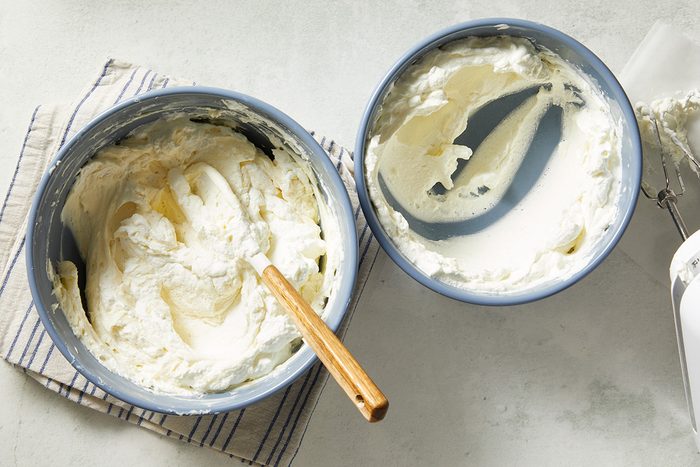 Beat in sugar, vanilla extract and lemon juice until combined